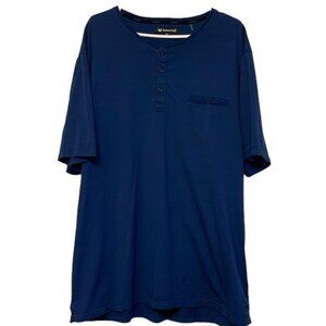 Men's Buttercloth Icy Cotton Cobalt Blue Henley Pocket Tee Size 2XL EUC #4626